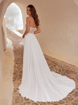 farina leichtes brautkleid mit 3d spitze, glitzer und schlitz