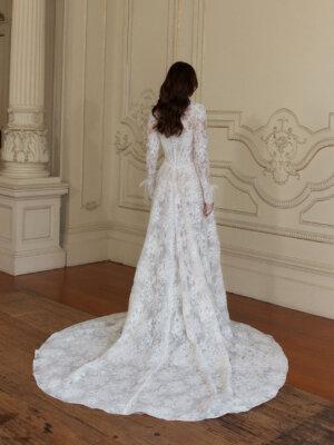 baia a linie mit all over spitze und abnehmbaren Ärmeln