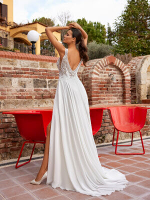 pippa boho brautkleid mit spitze und schlitz