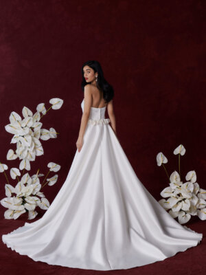 charlie schlichtes fit and flare brautkleid mit geradem ausschnitt und abnehmbarer schleppe