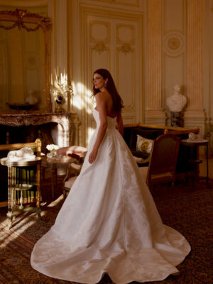 aleyna trägerlose a linie mit geradem ausschnitt und jacquard stoff