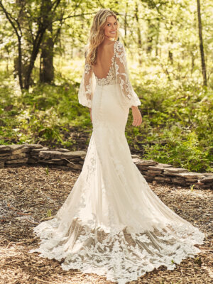 maila enges brautkleid mit schleppe und abnehmbaren Ärmeln