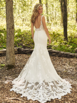 maila enges brautkleid mit schleppe und abnehmbaren Ärmeln