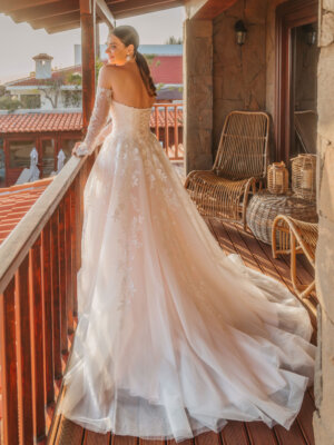 maggie trägerloses brautkleid mit spitze und glitzertüll