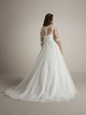 susa brautkleid mit Ärmeln und spitzenoberteil