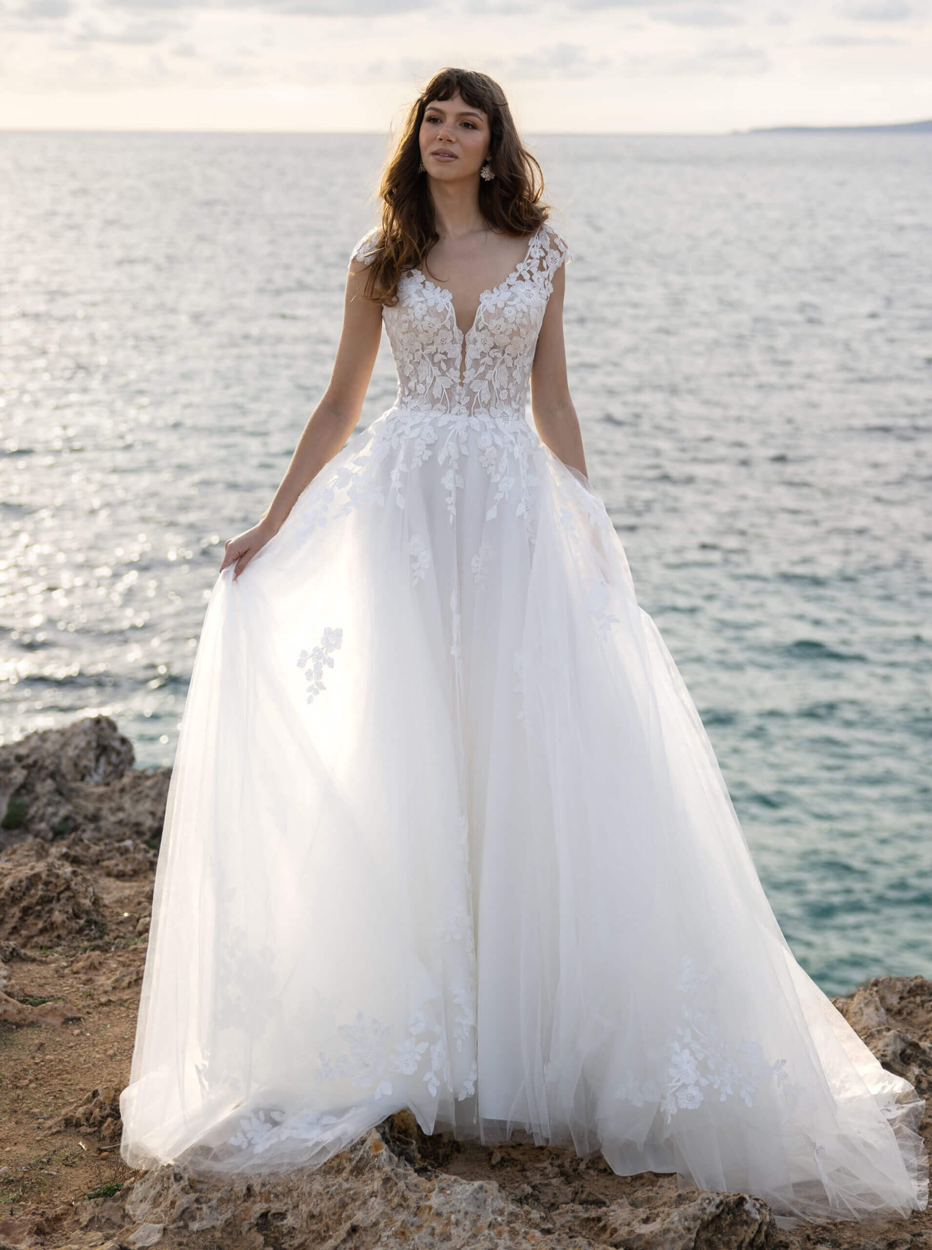 A-Linien Brautkleid Spitze Tüll V-Ausschnitt Cuxhaven