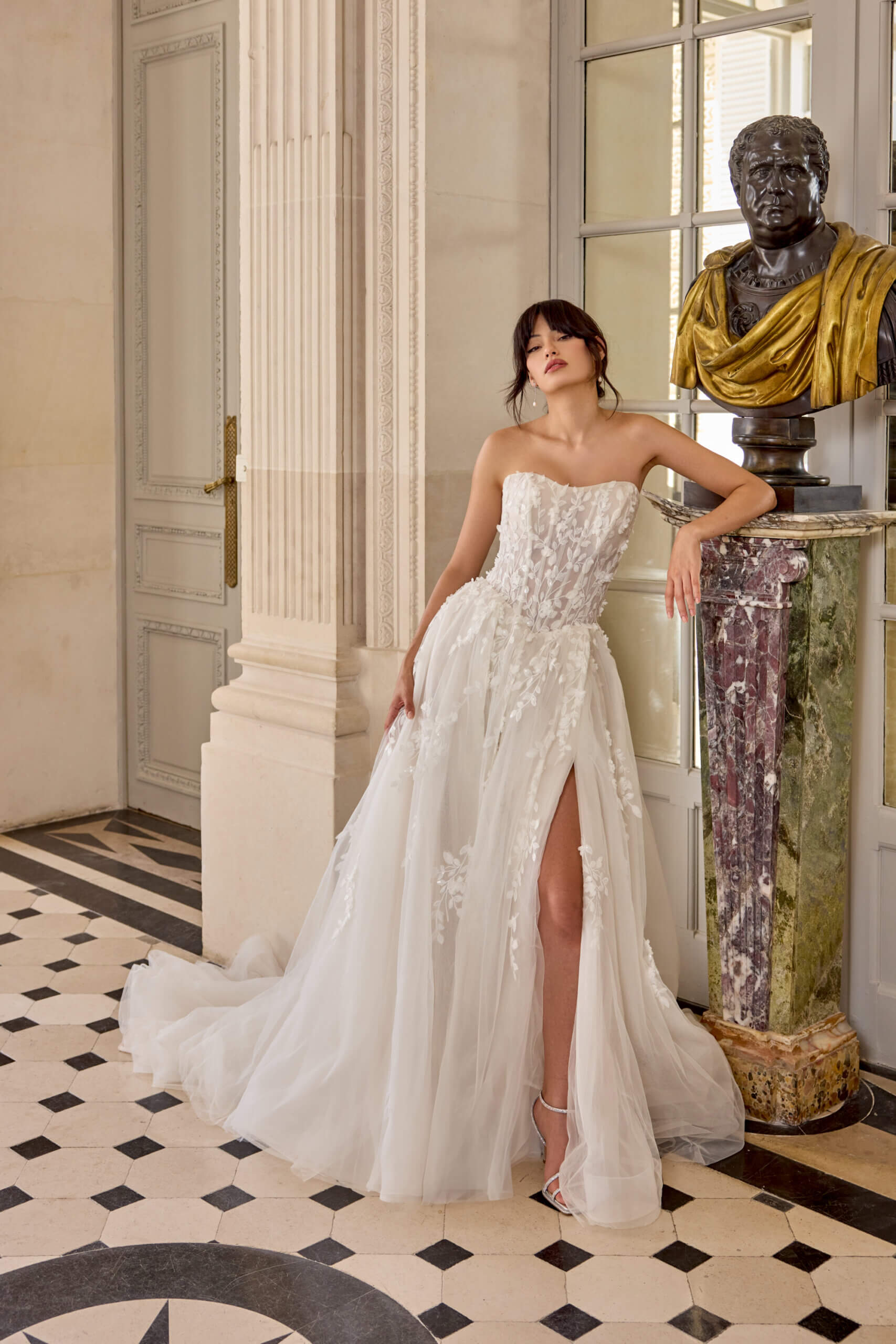 Eliza Brautkleid in A-Linie mit Perlen und Spitze