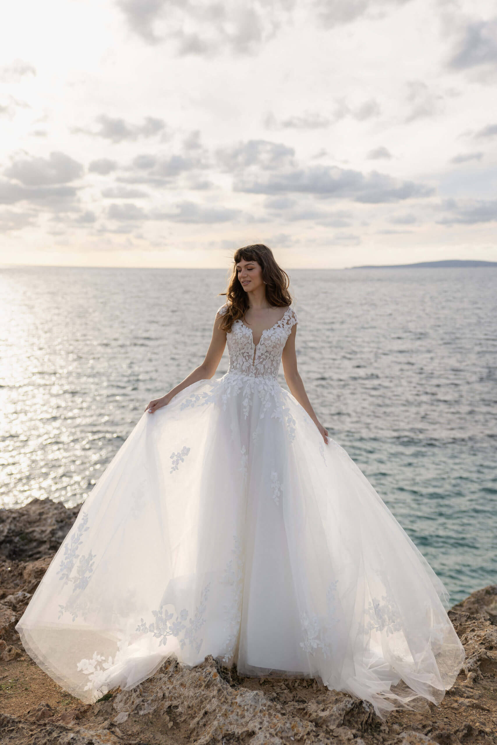 A-Linien Brautkleid Spitze Tüll V-Ausschnitt Cuxhaven