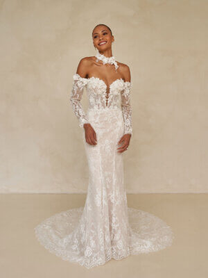 Kleidergalerie Fit and Flare Brautkleid mit Spiitze und Glitzer in Cuxhaven und nahe Stade.