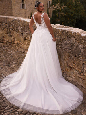 curvy brautkleid schleppe tuell glitzer spitze tiefer ruecken bremen