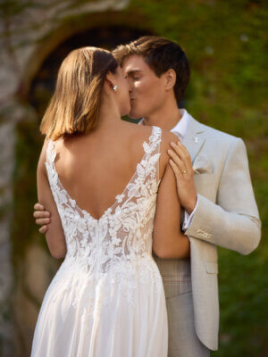 hochzeitskleid fliessend a linie chiffon ivory westerstede